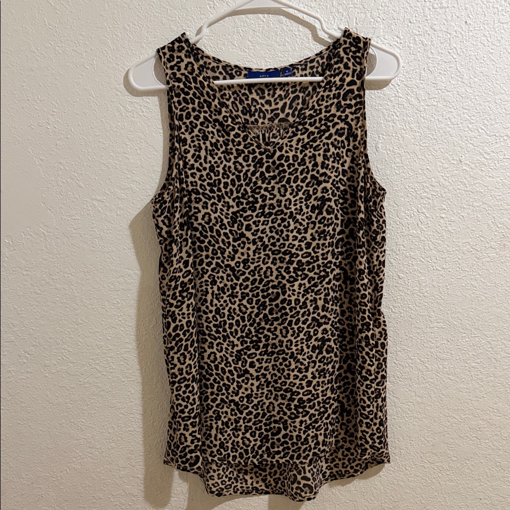 Apt. 9 Black and Tan Animal Print Tank Top